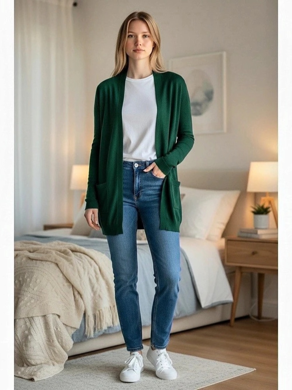 Grace Karin Women'Small Open Front Long Knit Cardigan with Pockets Knit Cardigan